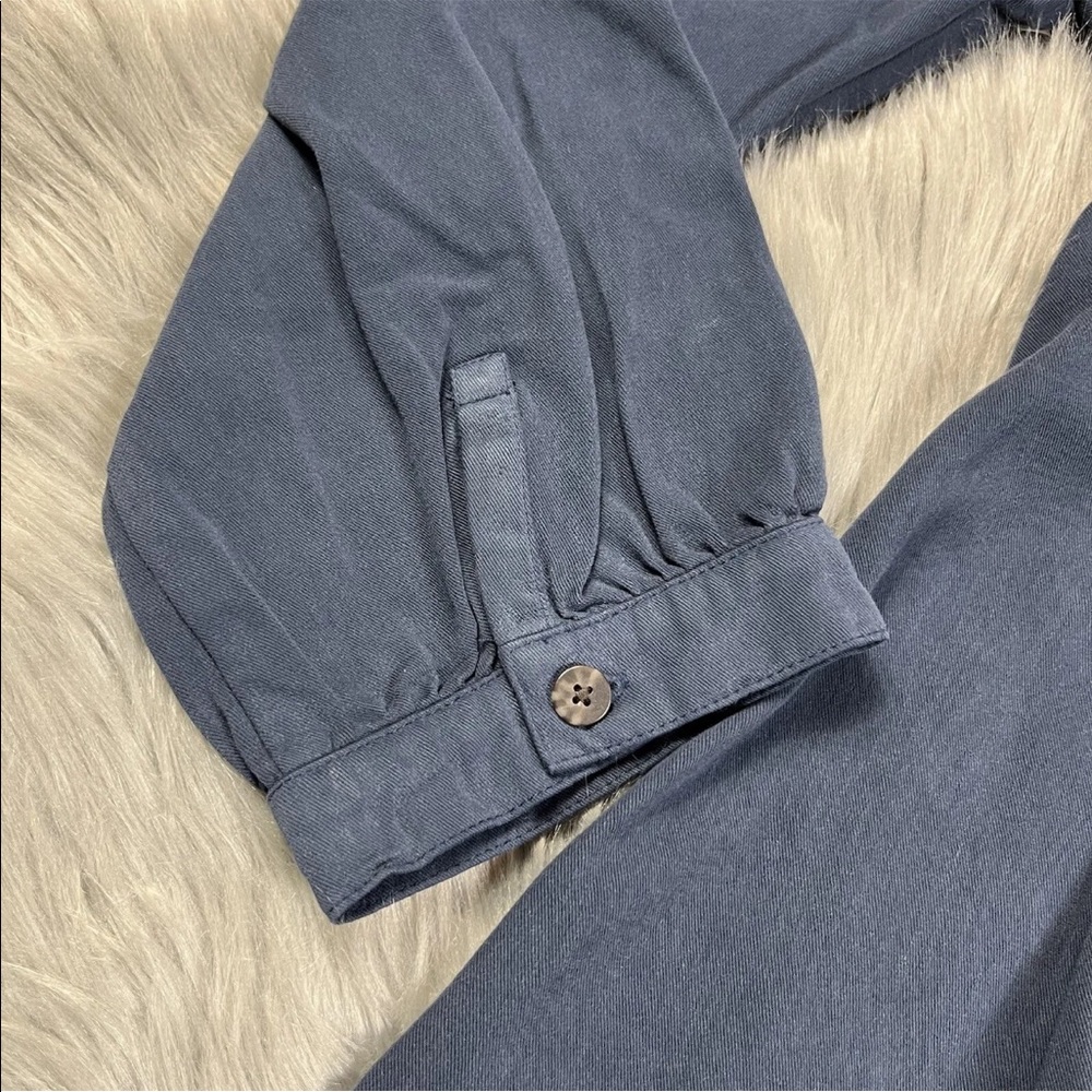 Madewell (Re)sponsible Long Sleeve Blue Button Front Mini Dress - Picture 8 of 13